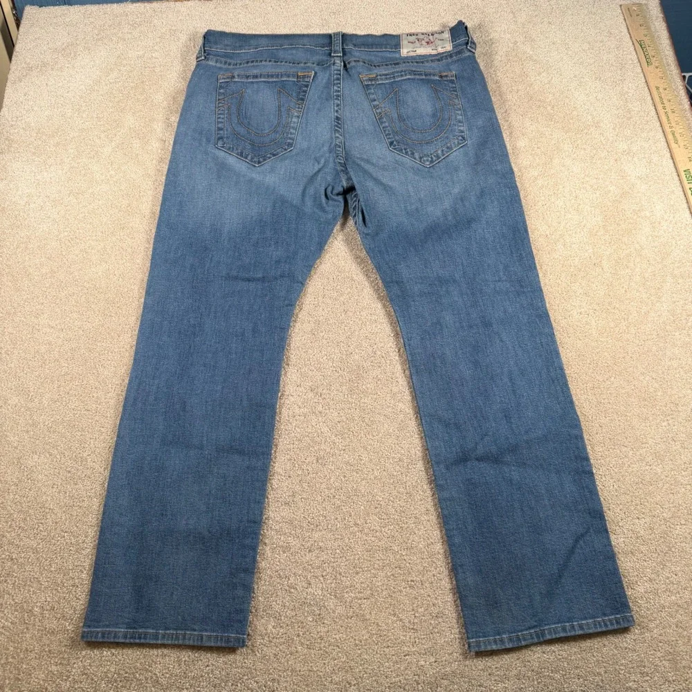 True Religion Ricky Jeans Men 38(FITS 37x28) Blue Relaxed Straight Drop Top Blue
